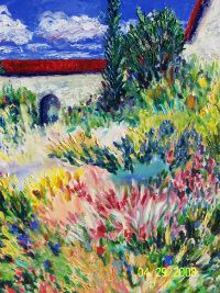 Backyard Spring Light - oil on canvas